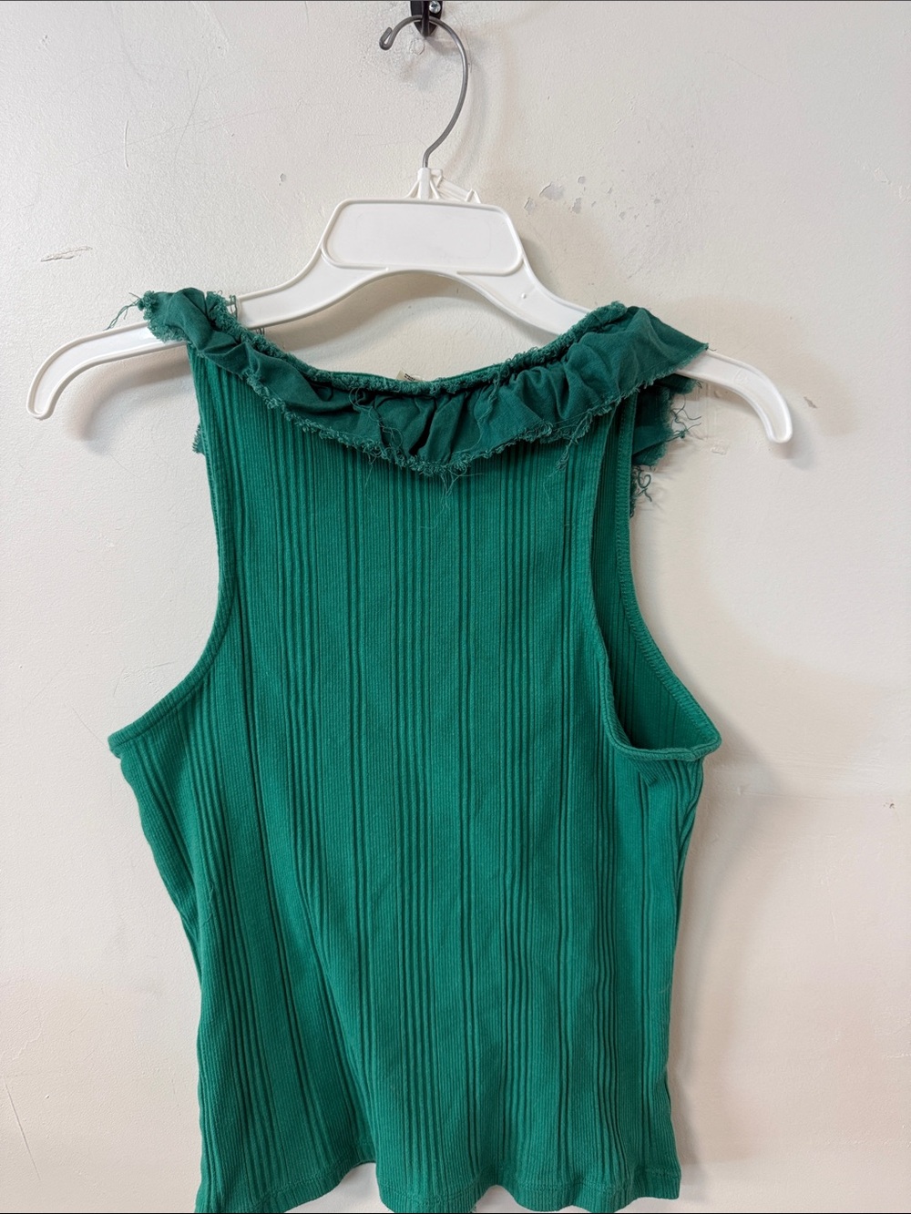 Pilcro Teal Ribbed Ruffle Tank - Picture 3 of 3